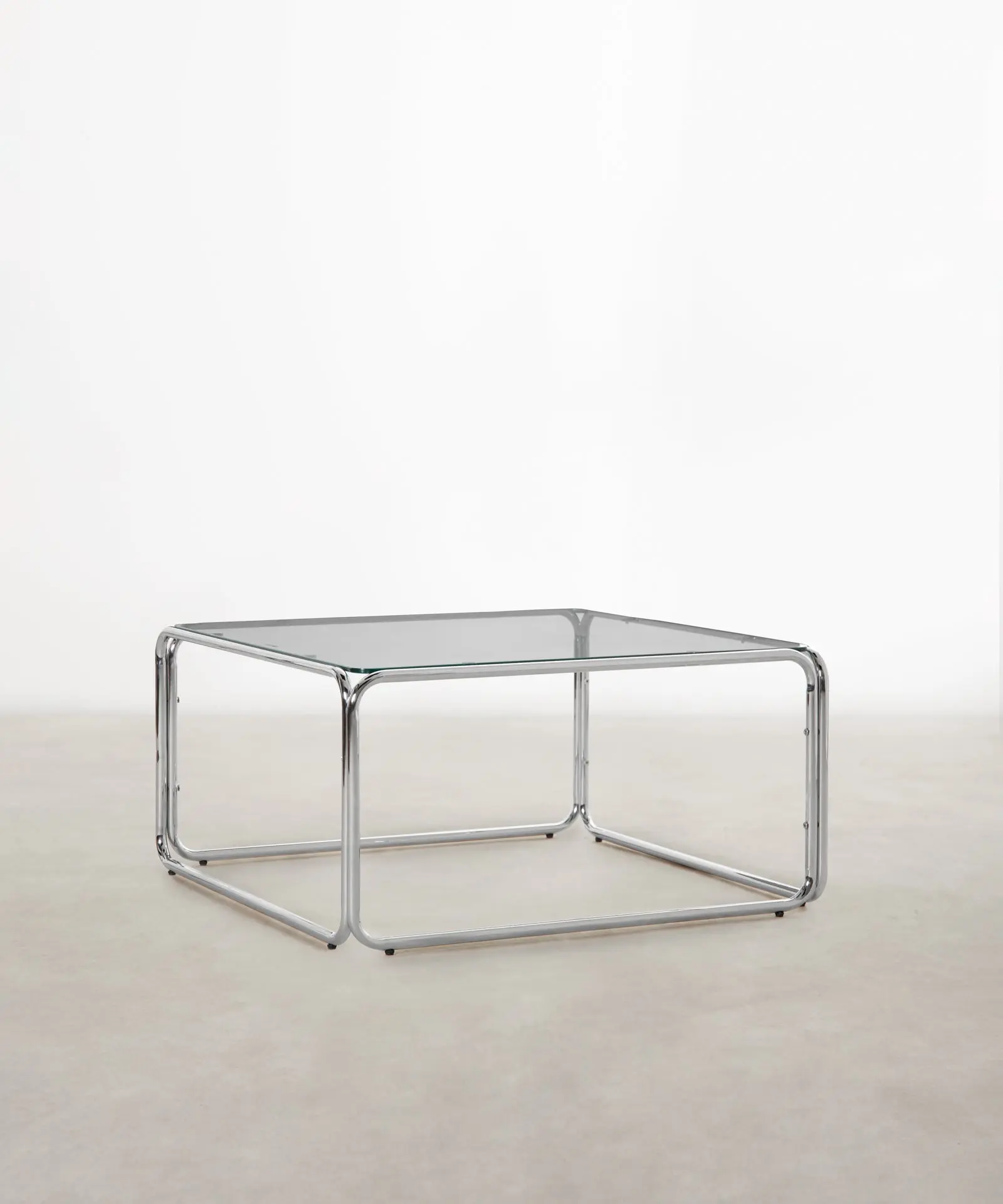 Mesa de Centro Cuadrada de Metal y Cristal Templado Cos (80x80cm) - Image 3