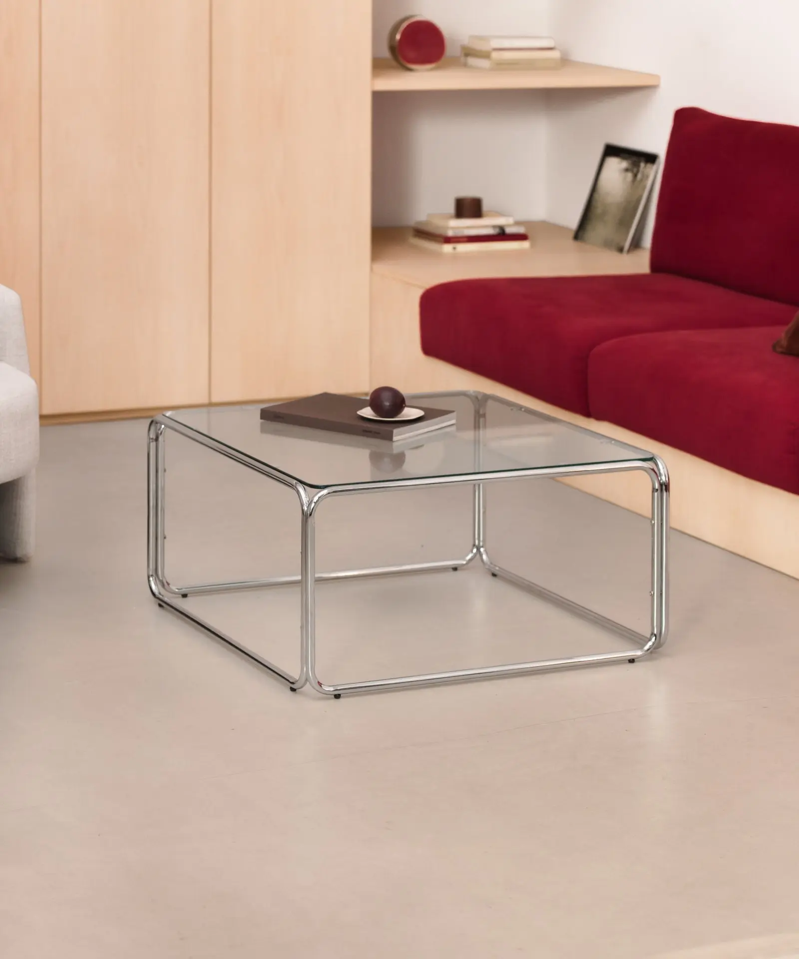 Mesa de Centro Cuadrada de Metal y Cristal Templado Cos (80x80cm) - Image 4