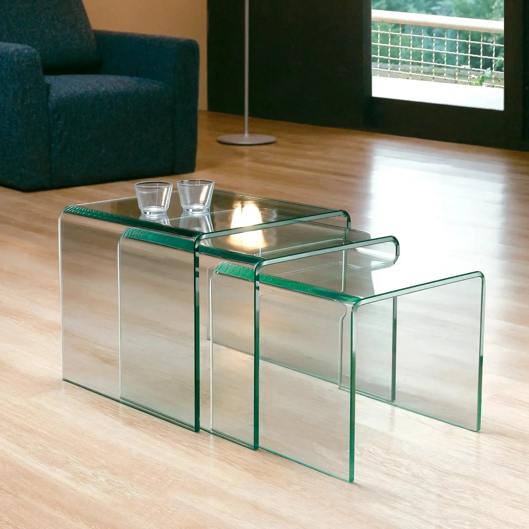 Set de Mesas Auxiliares de Cristal Templado Vulcano - Image 8