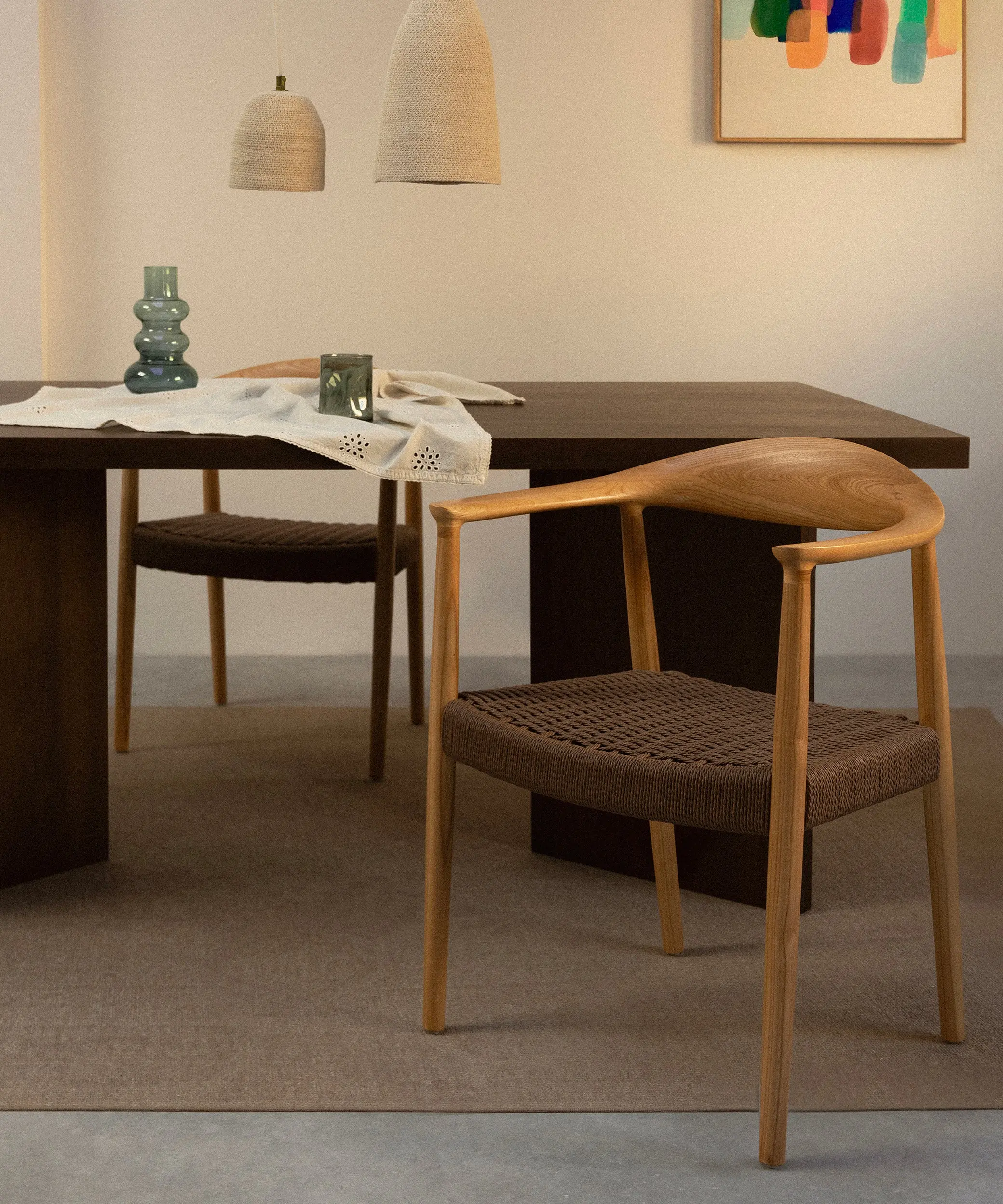 Silla de Comedor en Madera y Cuerda Trenzada Dorotea - Image 9