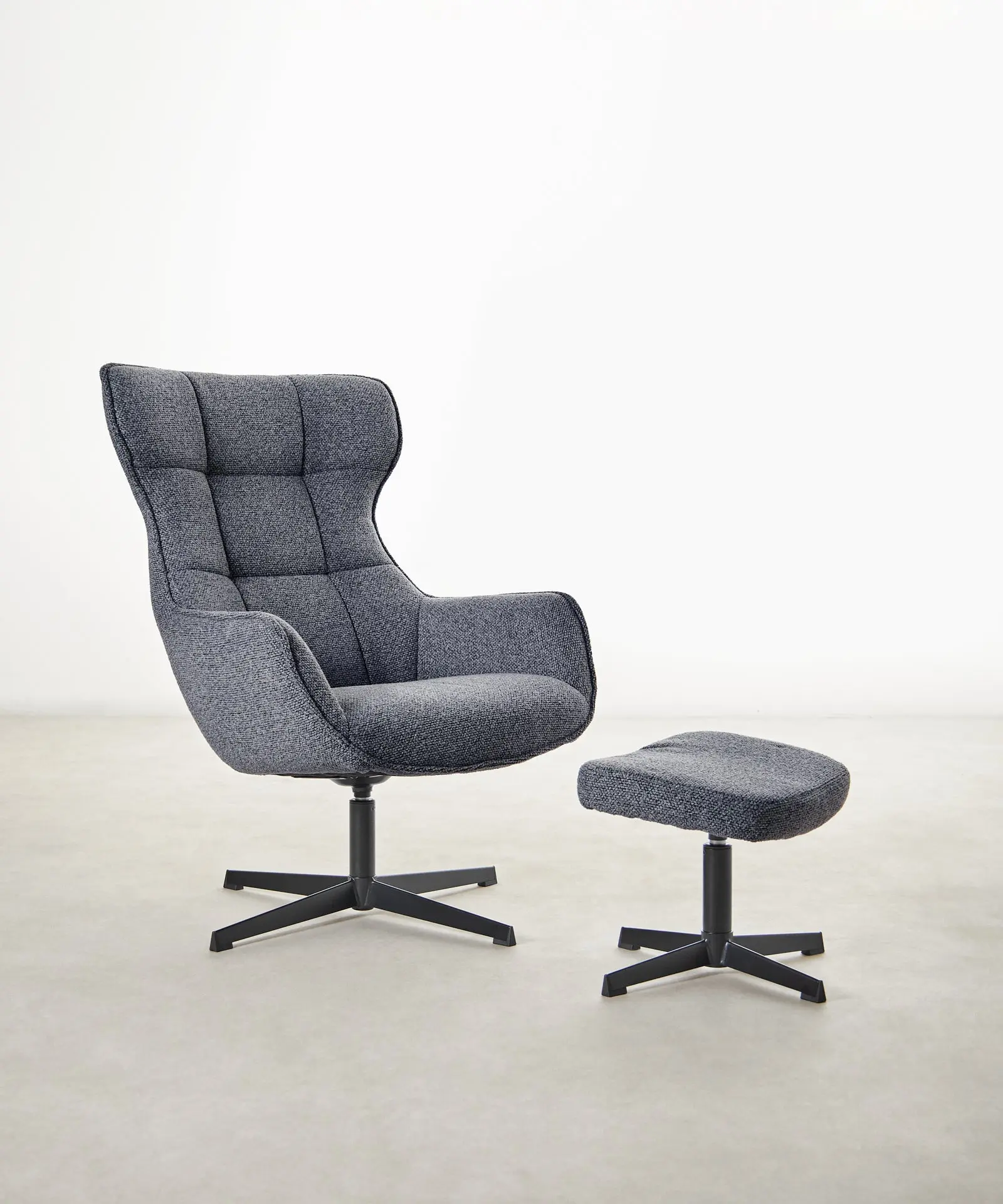 Sillón tapizado en tela bouclé con Ottoman Elsa - Image 3