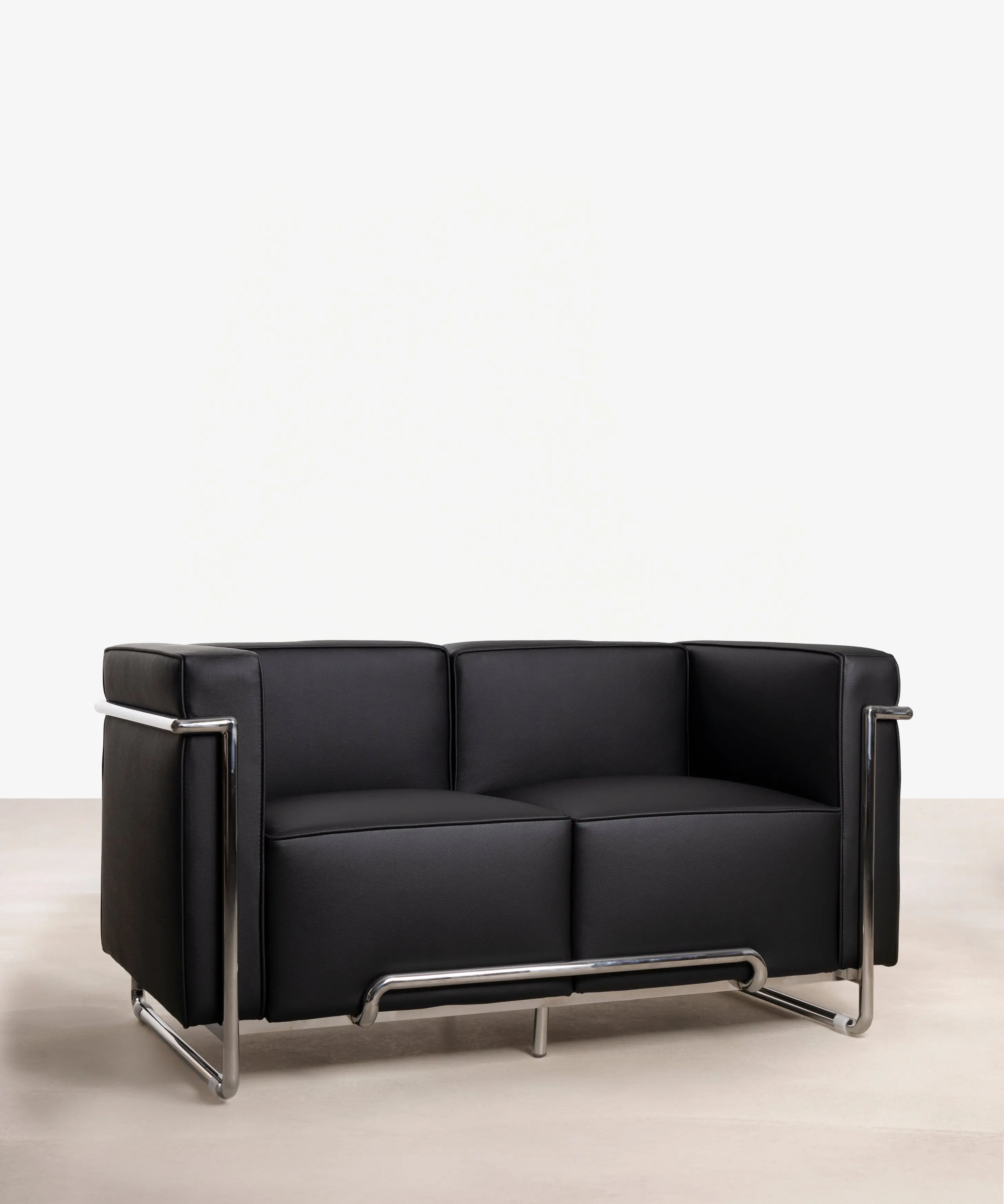 Sofá de 2 Plazas en Piel Italiana y Metal Box - Image 7