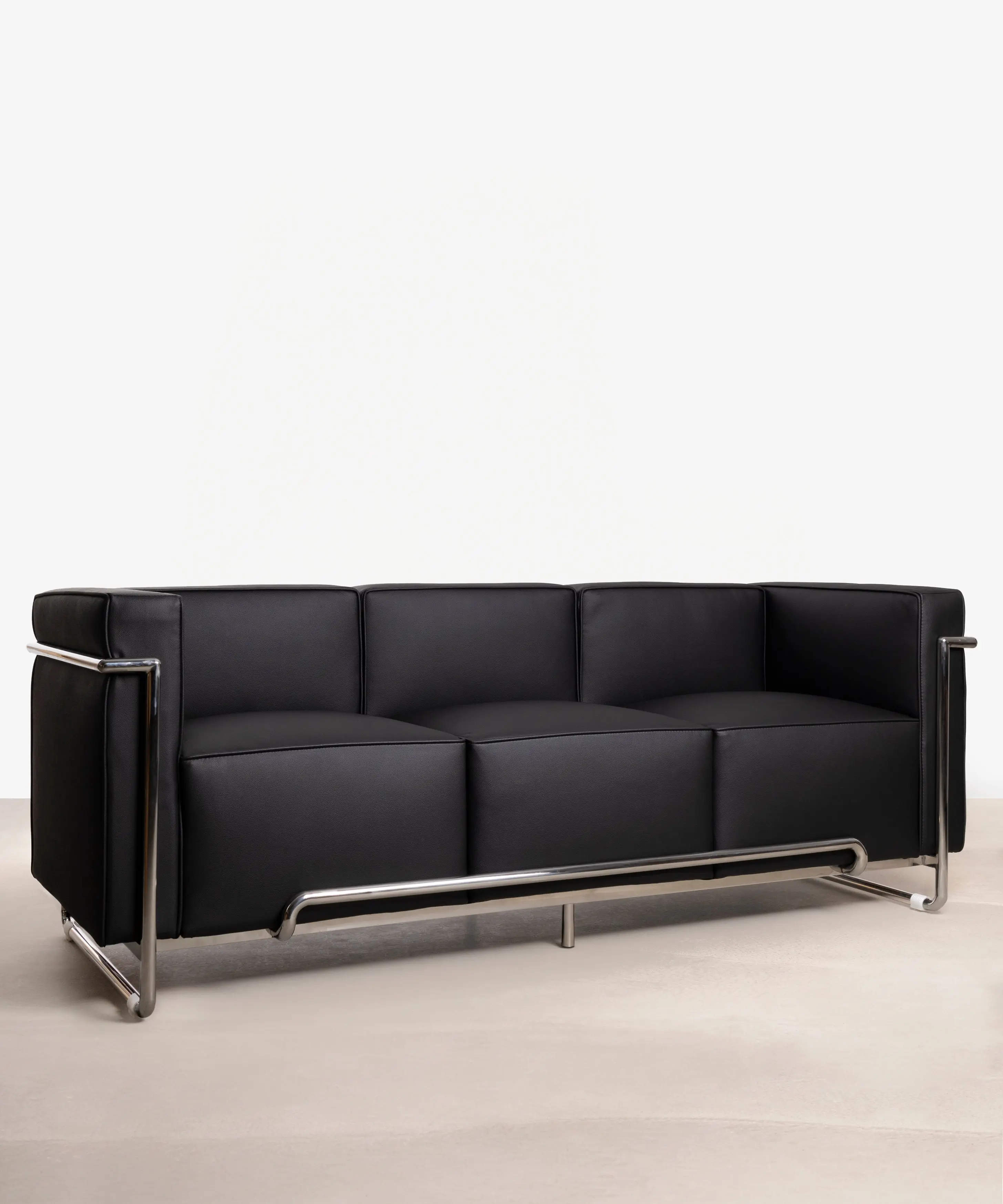 Sofá de 3 Plazas en Piel Italiana y Metal Box - Image 5
